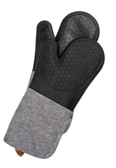 Topfhandschuhe Silikon Mod. Ada Schwarz, 2er, hitzebeständige Silikon-Kochhandschuhe 