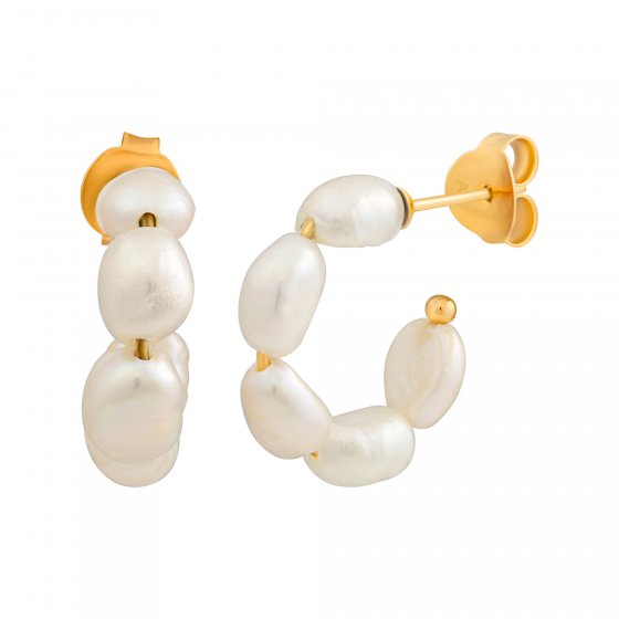 Creolen 925 Silber vergoldet mit Perlen 