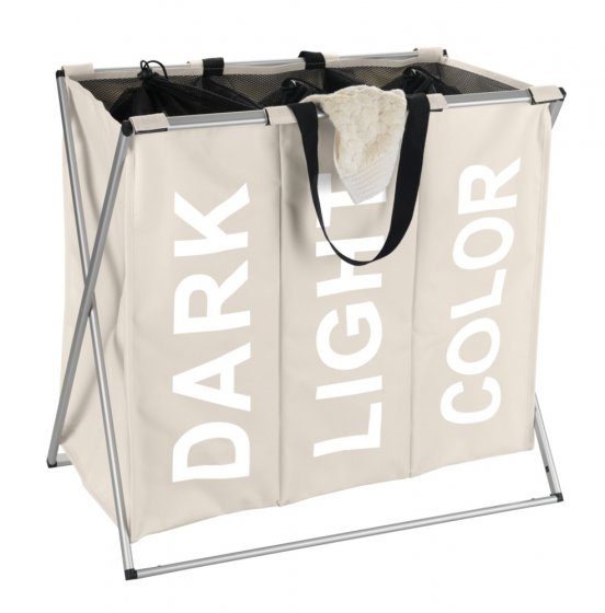 Wäschesammler Mod. Trio Beige, Wäschekorb, 130 l 
