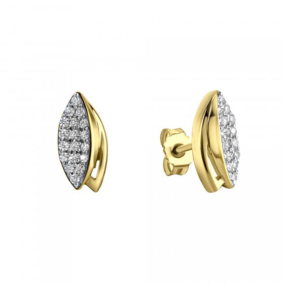 Ohrringe Gold 375 mit 36x Zirkonia weiß 