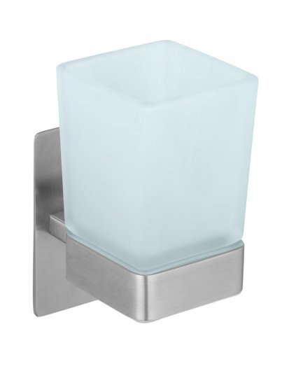 Turbo-Loc® Zahnputzbecher Mod. Genova Matt, Abnehmbarer Becher aus satiniertem Glas