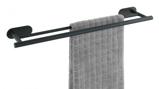 Turbo-Loc® Badetuchstange Duo Mod. Orea Black Matt, 60 cm, Befestigen ohne bohren 