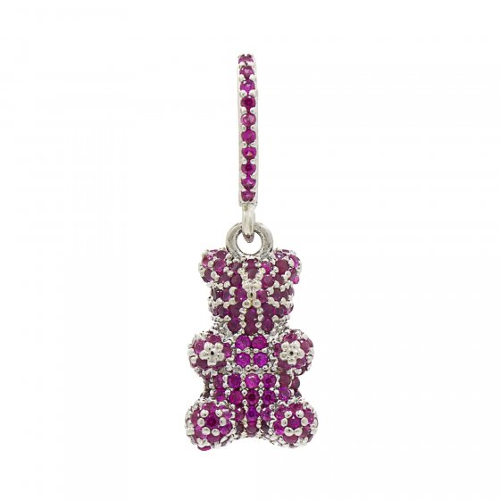 Anhänger Messing rhodiniert Teddy mit Glassteinen rot 