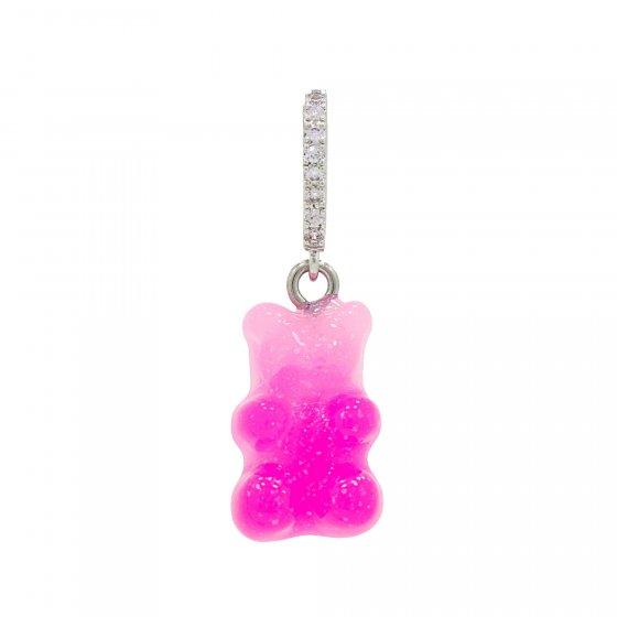 Charm rhodiniert Gummibär pink Zirkonia weiss 
