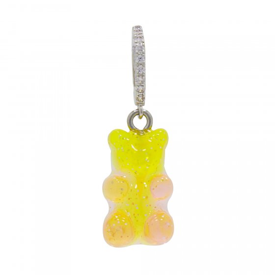 Charm rhodiniert Gummibär gelb/pink Zirkonia weiss 