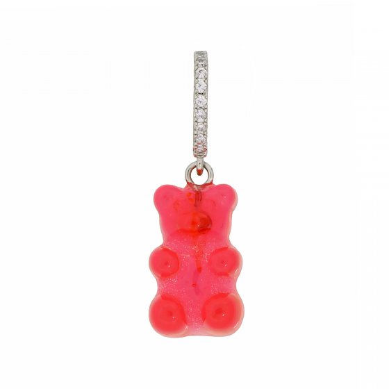 Charm rhodiniert Gummibär pink/rot Zirkonia weiss 