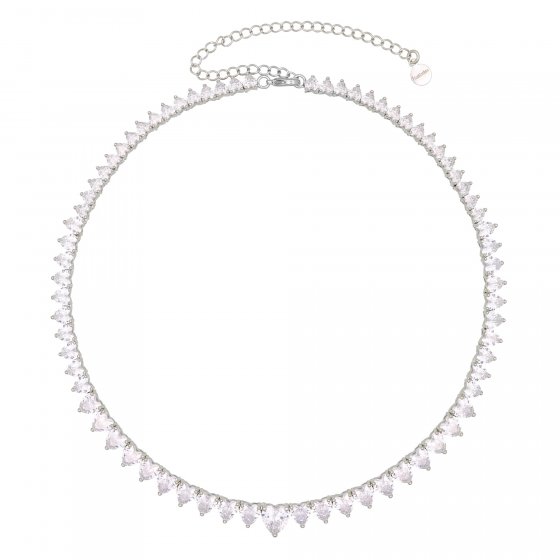 Collier rhodiniert Zirkonia weiss Mittelteil Zirkoniaherz weiss 
