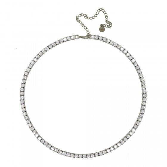 Collier rhodiniert mit Zirkonia weiss 