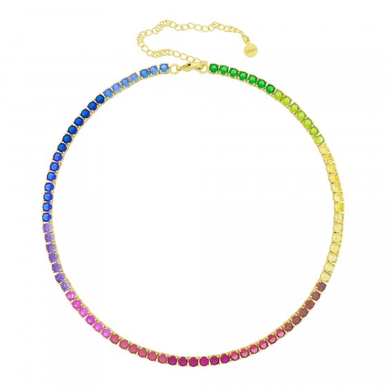 Collier vergoldet mit Zirkonia multicolor 