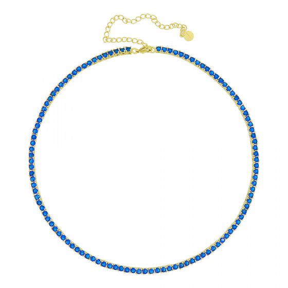 Collier vergoldet mit Zirkonia blau 