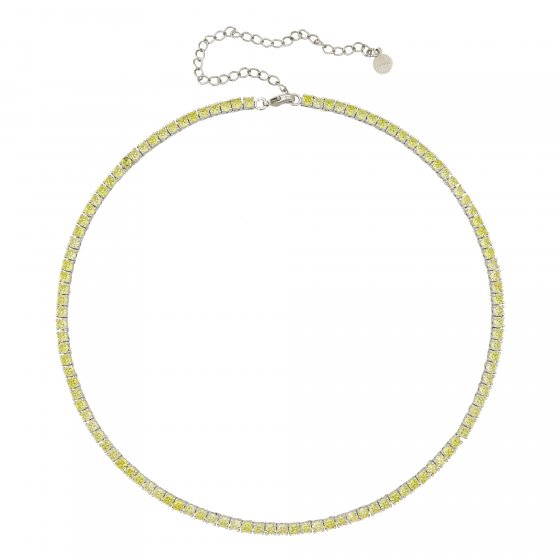 Collier rhodiniert mit Zirkonia gelb 