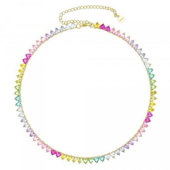 Collier vergoldet mit Zirkonia multicolor 