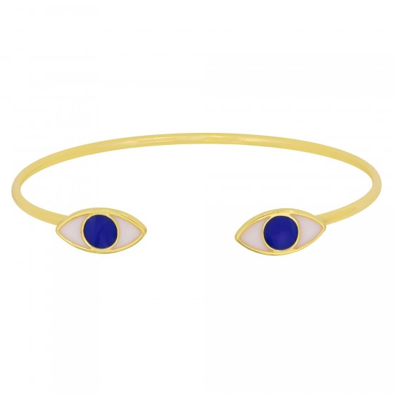Armreif Messing  vergoldet "Sparkle Evil Eye" blau 