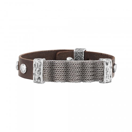 Armband Edelstahl mit braunem Leder 