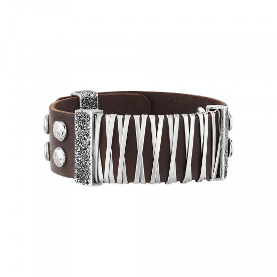 Armband Edelstahl mit braunem Leder 
