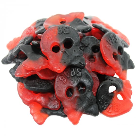 Totenkopf Fruchtgummi mit Himbeergeschmack und Lakritz 1000g