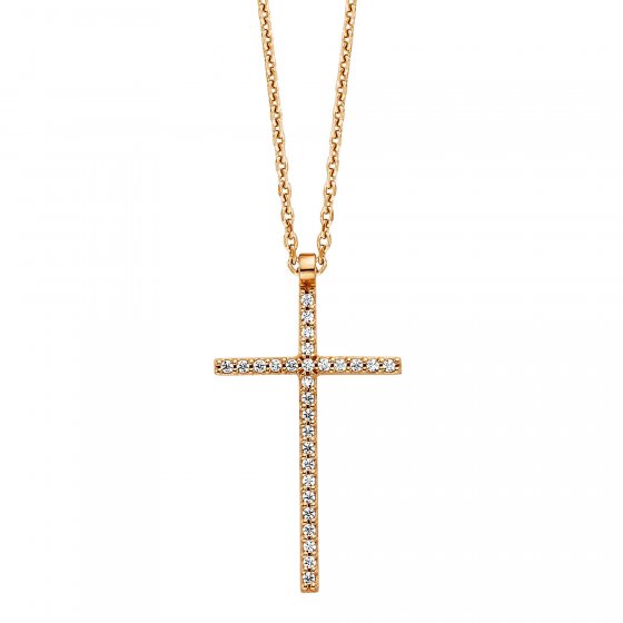 Anhänger mit Kette 925/- Sterling Silber rotvergoldet mit Anhänger Kreuz 