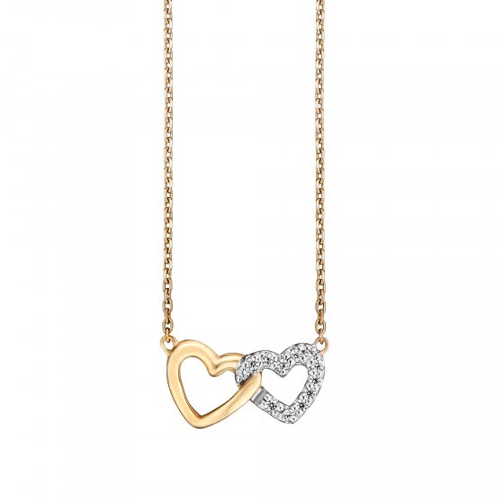 Collier 925/- Sterling Silber vergoldet  2 Herzen 