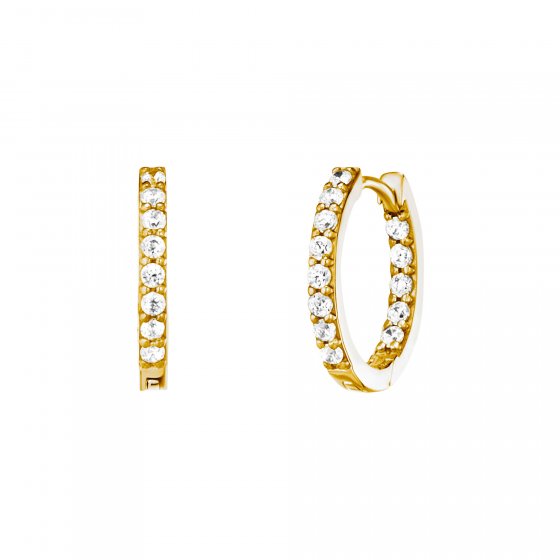 Klappcreolen 925/- Sterling Silber vergoldet Zirkonia  15mm 