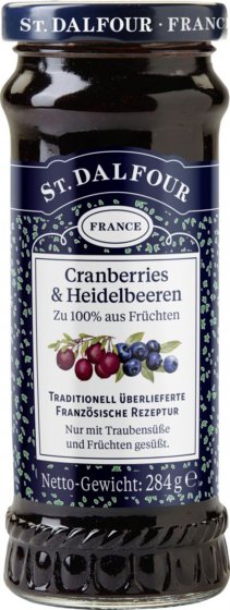 St. Dalfour Fruchtaufstrich Cranberries und Heidelbeeren 280g 