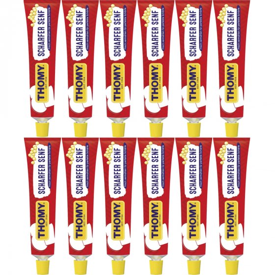 Thomy Senf Scharf extra würziger Klassiker in der Tube 200ml 12er Pack 