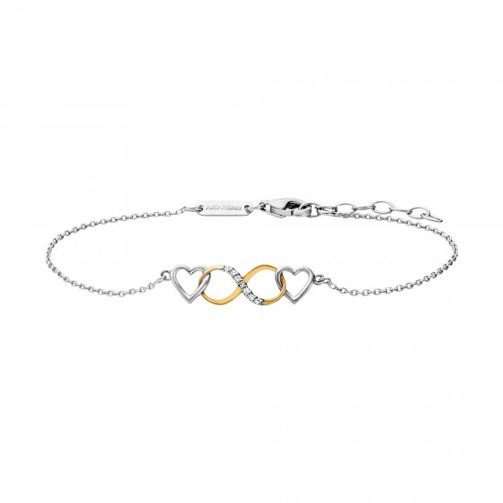 Armband 925 Silber rhodiniert teils vergoldet Infinity Herz 