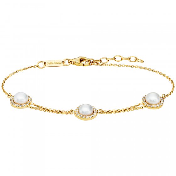 Armband 925/- Sterling Silber vergoldet Perle und Zirkonia 