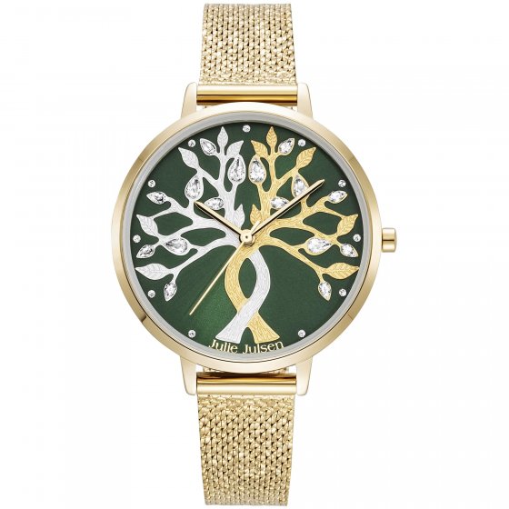 Damenuhr Edelstahl goldfarben Tree of Love gold emerald 