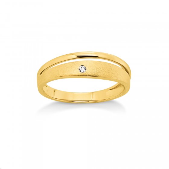 Ring Gold 585 glanz/matt mit Brillant 0,02ct. 
