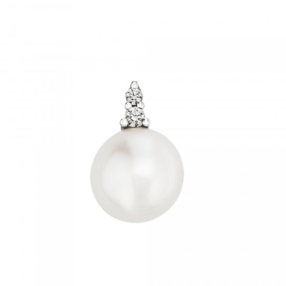 Anhänger Gold 585 mit 2 Brillanten zus. 0,05ct. und weißer Perle 8mm 