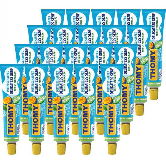Thomy Delikatess Senf mittelscharf pikant gewürzt Tube 100ml 20er Pack 