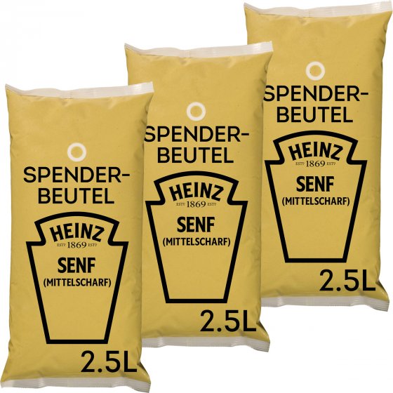 Heinz Senf Mittelscharf würzig im Spenderbeutel 3 x 2500ml 7500ml 