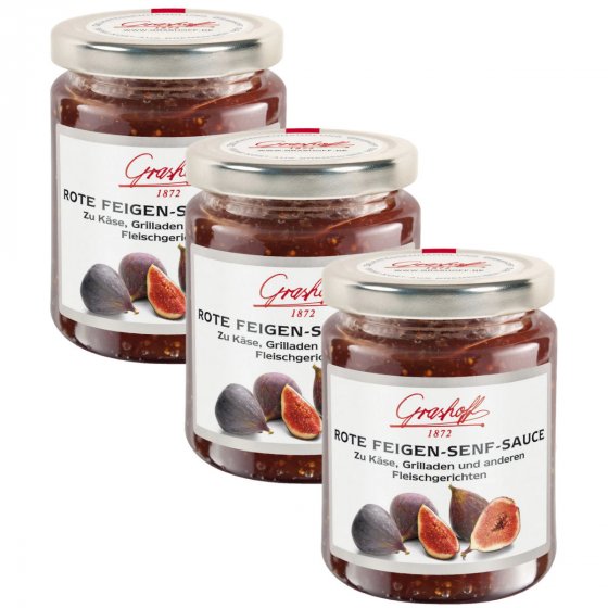 Grashoff Rote Feigen Senf Sauce zu Fleischgerichten 200ml 3er Pack 