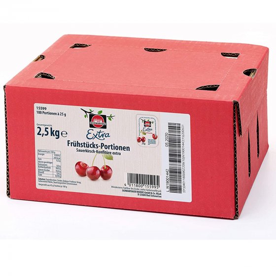 Schwartau Extra Kirsche Konfitüre Portionsschalen 100 Stück in je 25g 