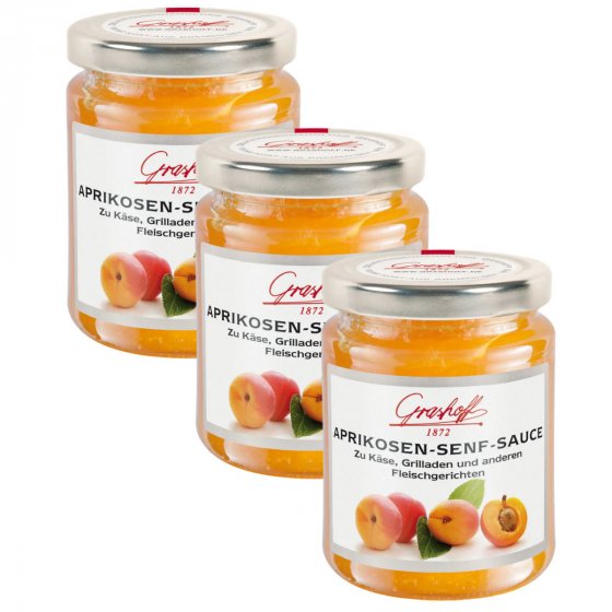 Grashoff Aprikosen Senf Sauce für Fleischgerichte 200ml 3er Pack 