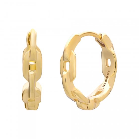 Creole 925 Sterling Silber gelb vergoldet Kettendesign 