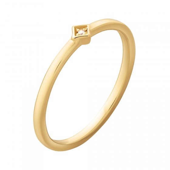 Ring 925 Silber vergoldet Zirkonia Raute 