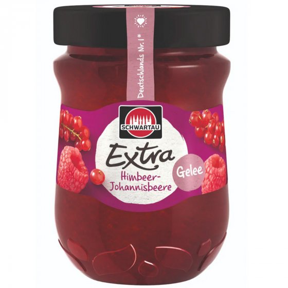 Schwartau Extra Himbeer Johannisbeer Fruchtaufstrich Gelee vegan 340g 