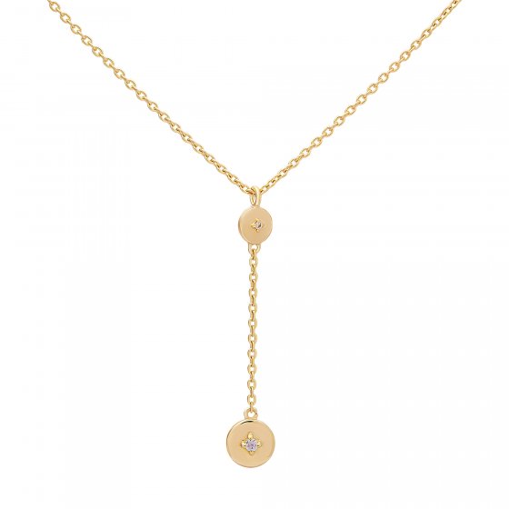 Kette 925 Silber vergoldet Plättchen Zirkonia 