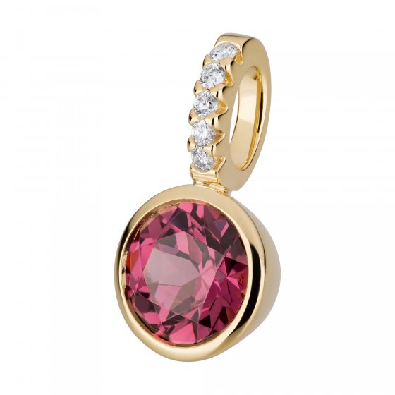 Anhänger Gold 585 mit 5x Brillant zus. 0,02ct. und Rhodolith 