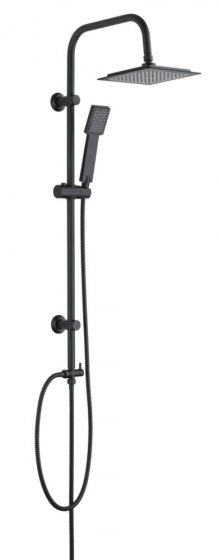 Duschsystem Mod. Quadro Schwarz matt, mit Regendusche und Handbrause 