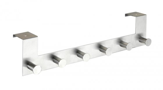 Türgarderobe Edelstahl Mod. Celano 4 cm, 6 Haken, für Türfalzstärken bis 4 cm