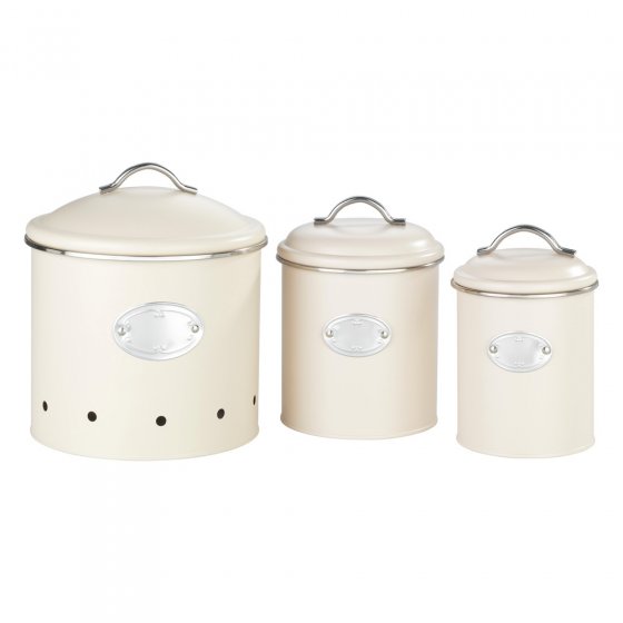 Aufbewahrungsdosen Mod. Nero Set, 3-teilig, Beige, Vorratsdosen im Retro-Design 
