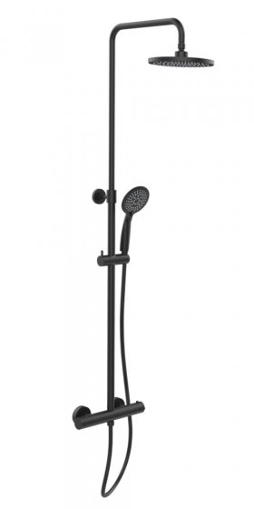 Duschsystem Mod. Young Eco mit Thermostat-Armatur Schwarz, inkl. 2 Watersaving Regulatoren 