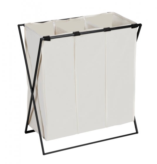 Wäschesammler Mod. Trio XL Beige, mit drei Fächern 