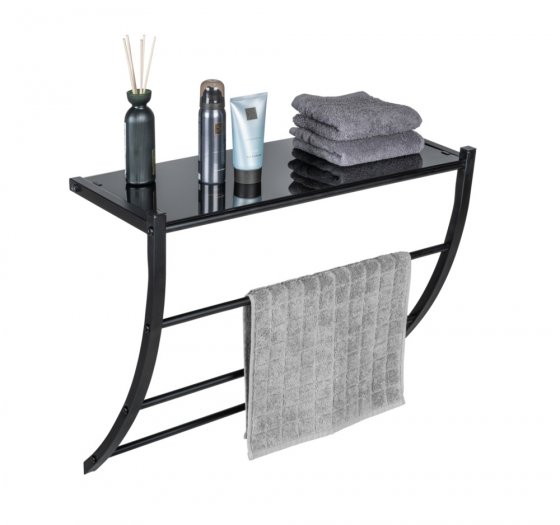 Wandregal Mod. Tarderia Schwarz, Ablage aus Glas 