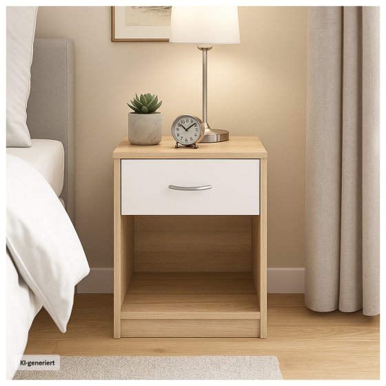 Nachtschrank mit 1 Schublade Nina Sonoma Weiß 