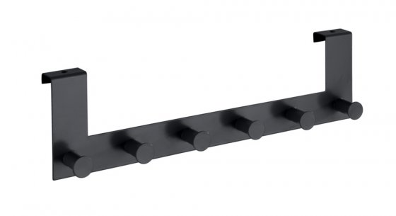 Türgarderobe Mod. Celano Schwarz, 6 Haken, für Türfalzstärken bis 2 cm 