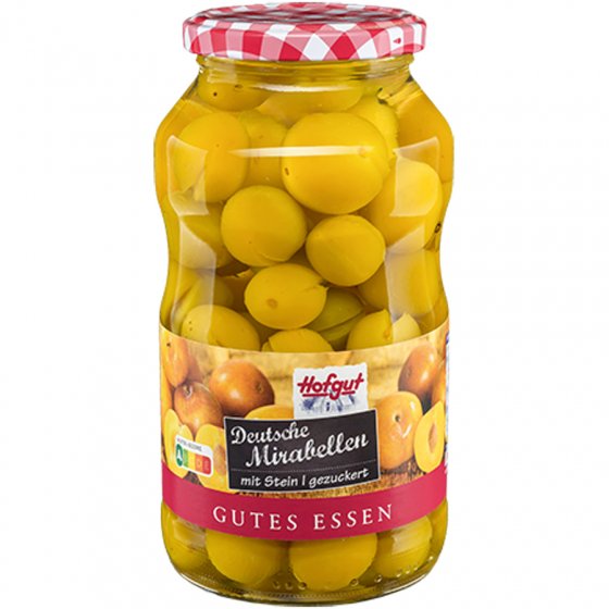 Hofgut Deutsche Mirabellen mit Stein gezuckert fruchtig süß 720ml 