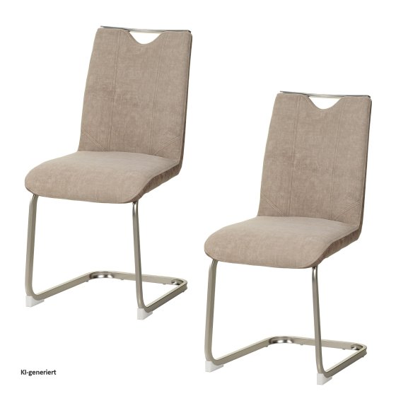 Schwingstuhl Taupe/Antikhellbraun 2er Set Emrys 